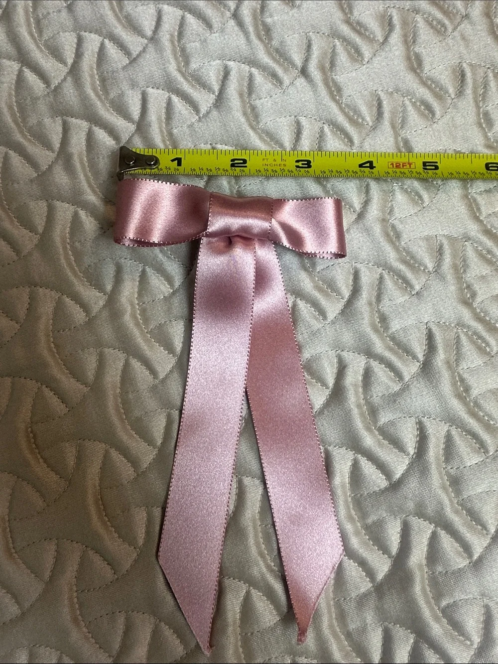 Jennifer Behr Blush Pink Satin Ribbon Bow Hair Clip